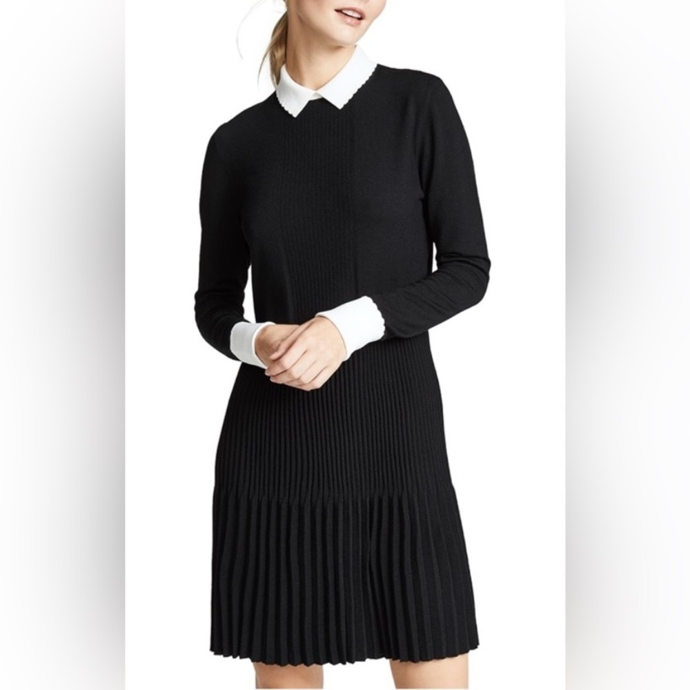 Tory Burch Sabina Pleated Merino Wool Sweater Dress
